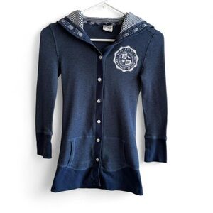 Victoria’s Secret PINK University Navy Hooded Button Up Size Small